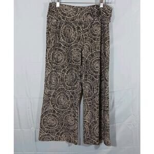 Robert Louis Pants Women's L Black & White Wide Leg Pull On Stretch Silky FLAW